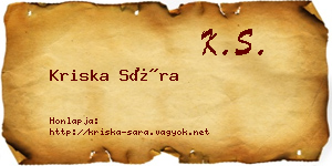 Kriska Sára névjegykártya